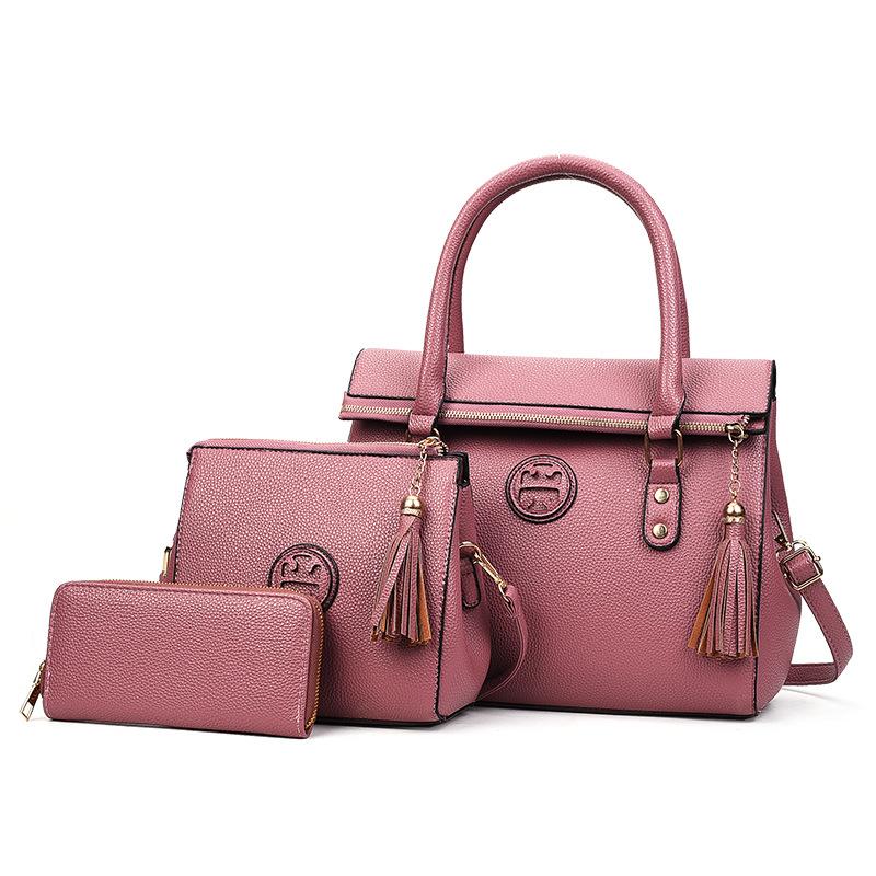 Cowhide Pattern Handbag, New Tassel Mother and Child Bag, Large Capacity, Premium Rivet Shoulder Bag, Messenger Bag, Fashionable Wallet.