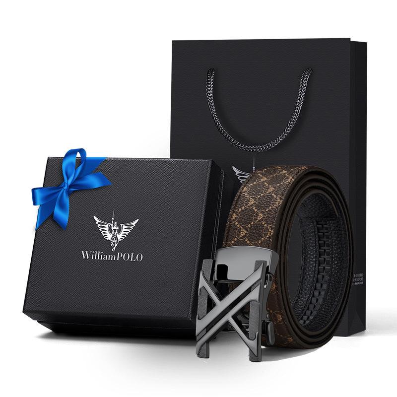 King Paul Men's Premium Alloy Buckle PVC Cowhide Business Belt, New Style.