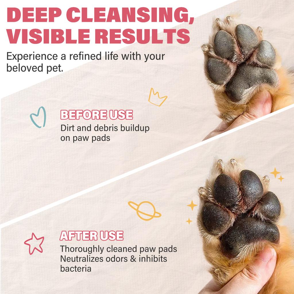 Pet Paw Cleaner Foam - No-Rinse Waterless Gentle Lick-Safe, Plant Extracts Soothing Moisturizing with Soft Brush for Cats Dogs