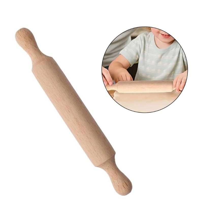 Set Of 6 Small Wooden Playdoughs Rollers Child Sized Baking Utensils Skill Development Kitchen Activity Tool