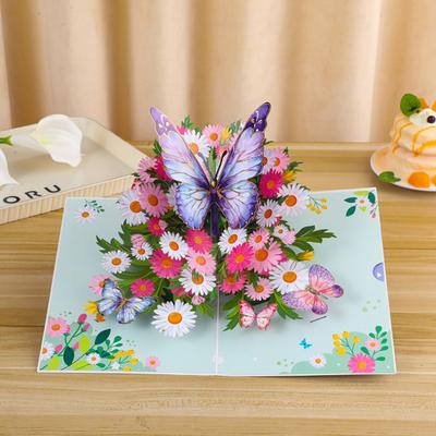 Butterfly Garden 3D Pop-Up Card 6"x 8" Paper Butterfly And Flower Greeting Card