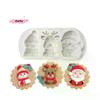 Christmas Silicone Mold Three Santa Claus Elk Snowman Snowflake Fondant Cake Chocolate Dessert Decoration Tools