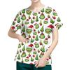 Women's Short Sleeved Patterned Pockets, Work Print Stand Up Collar, Single Breasted Protective Clothing, Cardigan Jacket, Top