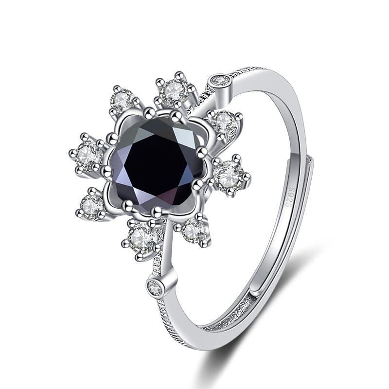 Bague Ringen 1 Carat Eight Heart Eight Arrow Moissanite Diamond Jewelry Sterling Silver S925 Snowflake Ring Adjustable Size Rings