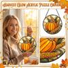 Round Stained Glass Hanging Ornament with Pumpkin and Corn Design for Window Decoration Indoor Outdoor Use