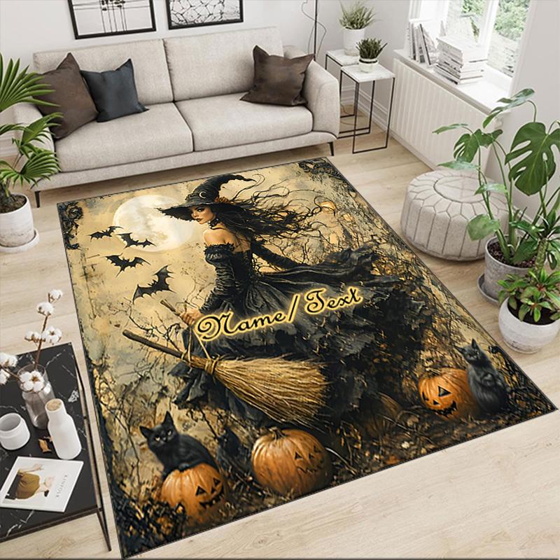 1PC Custom Name Witchcraft Moonlit Night Theme Floor Mat Ideal for Living Room, Game Rooms, Office, Bedroom,Floor Mat Playful Design