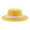Top Hat Short Brim Hepburn Style British Style Small Round Tibetan High-end Jazz Hat Versatile Flat Top Felt Hat Pearl Premium New