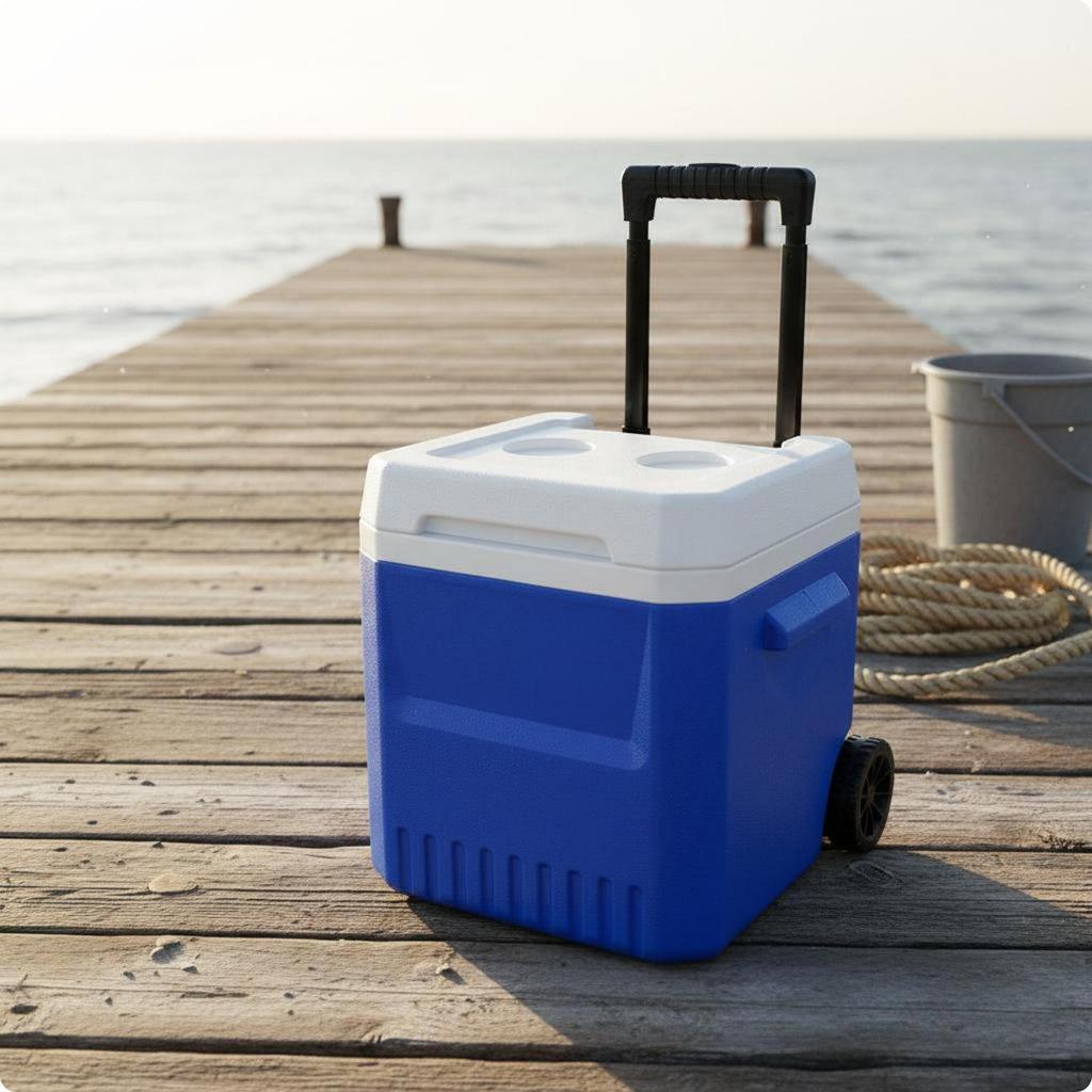 Wheeled Cooler Box PU Foam Insulation Portable Cold Storage Large Capacity