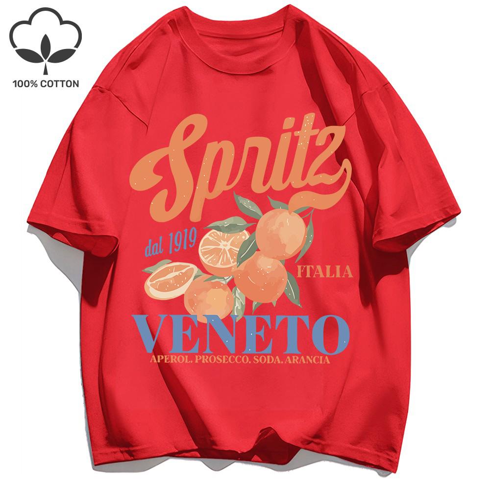 Spritzy Veneto Funny Orange Fruits Design T-Shirt Women Sport Summer Short Sleeve Cotton Hip Hop Tops Casual Loose Sportswear