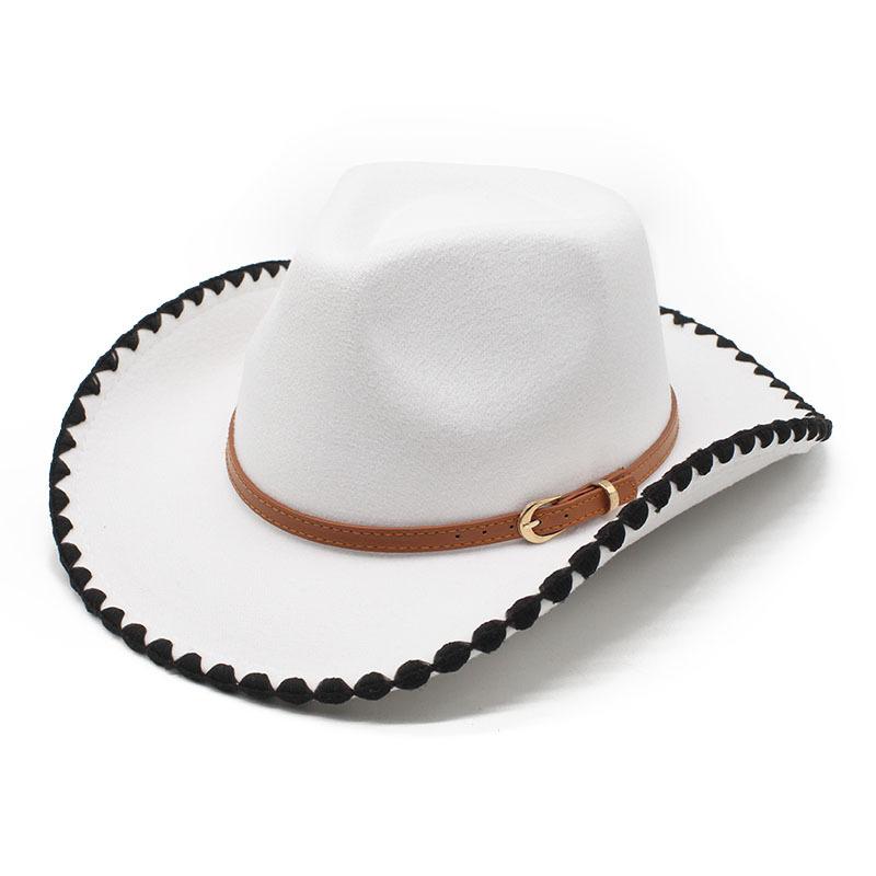 Western Cowboy Hat Woolen Felt Top Hat Jazz Hat Lock Lace Hat