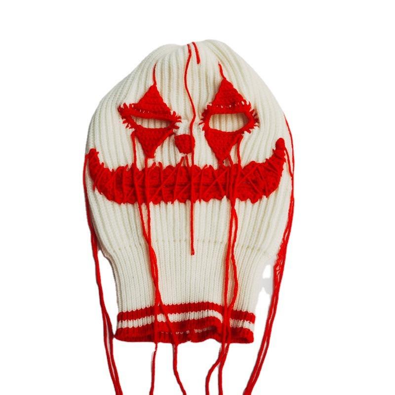 Funny Grimace Hat Handknitted Wool Hood Bloody Clown Pullover Mask Stage Party Tricky Costume