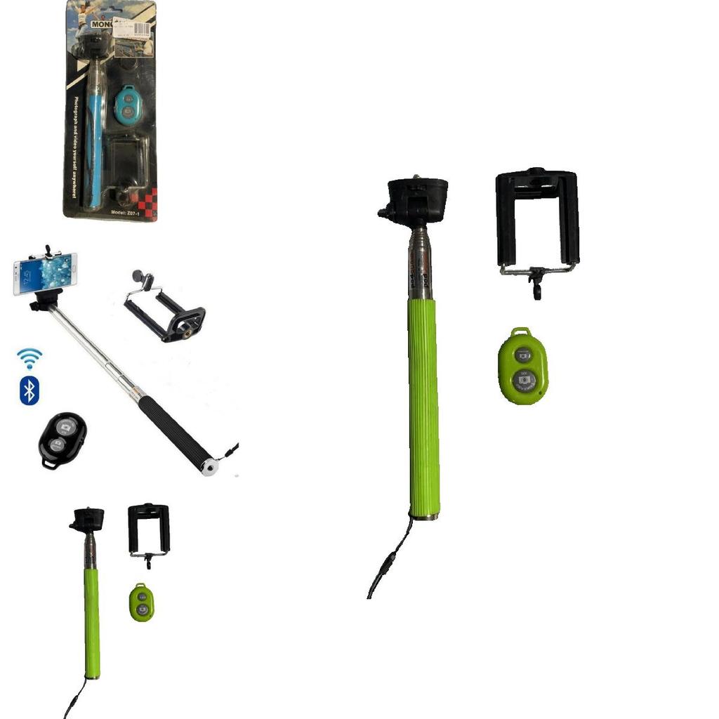 Stainless Steel Section Telescoping Selfie Stick With Bluetooth Remote For Travel Photography