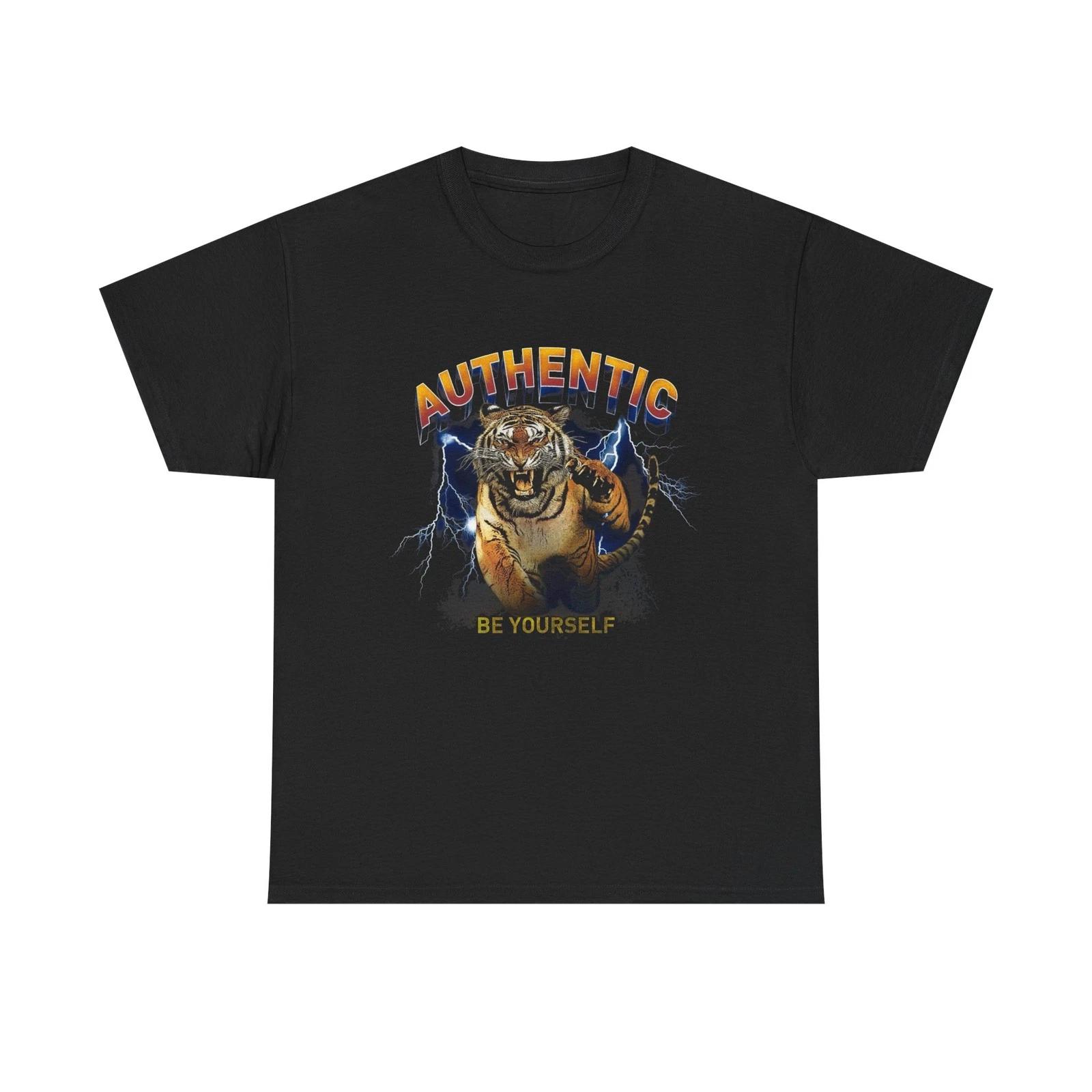 Authentic Be Yourself Tiger Vintage Graphic T-Shirt, Unisex Cotton Shirt 2XL