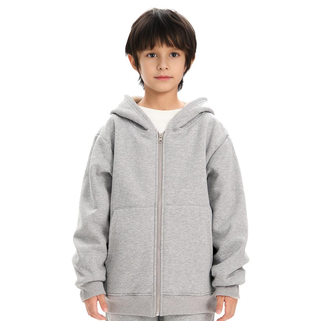 Winter Boys' And Girls' Fleece Hooded Sweatshirt Medium And Large Lamb Fleece Warm Jacket