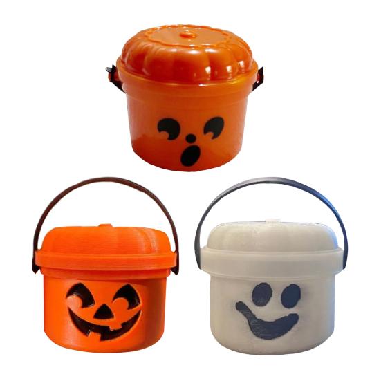 Halloween Kürbiseimer Miniaturdesign Kürbis Orange Eimer Mini Aufbewahrungsbehälter Festliche Halloween-Dekoration