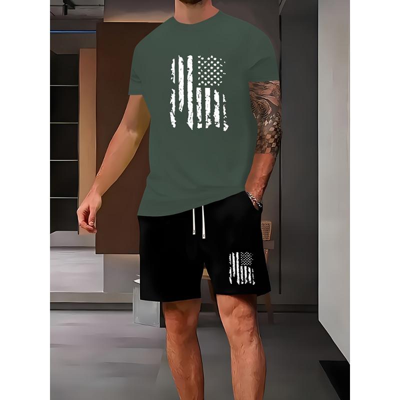 Men's Casual Outfit Set Yellow Duck Print Men's T-shirt & Beach Shorts Set Summer Short-sleeved Street Fashion Sports Shorts