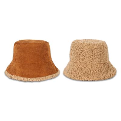 Reversible Fur Bucket Hat Elegant Fuzzy Bucket Hat Corduroy Trendy Winter Hat Fluffy Warm Fashionable Fleece