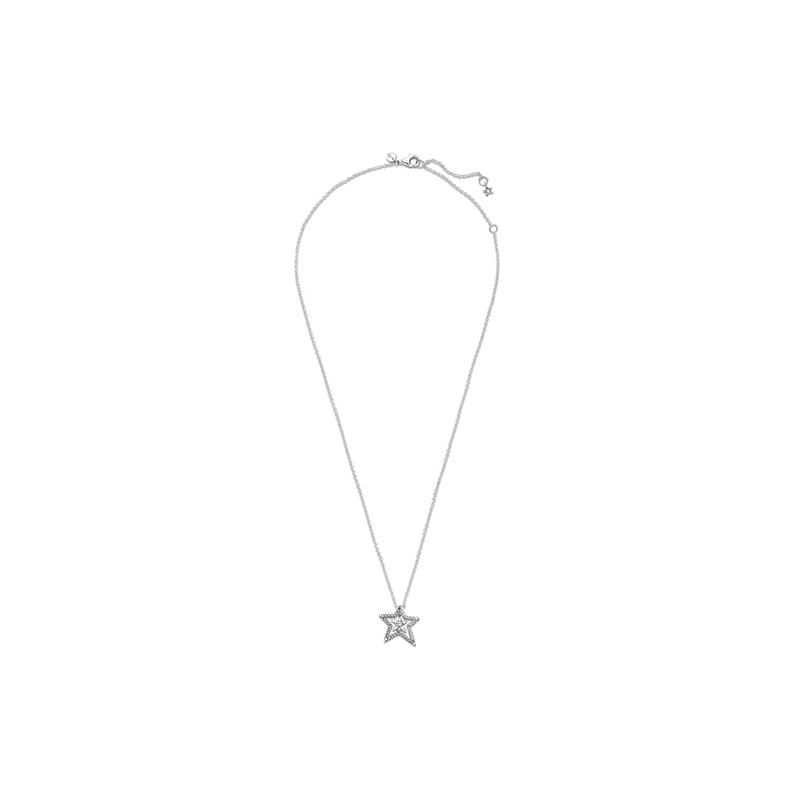 Pandora Pavé Pavé Asymmetric Star Clavicle Chain 925 Silver Necklace for Women 390020C01