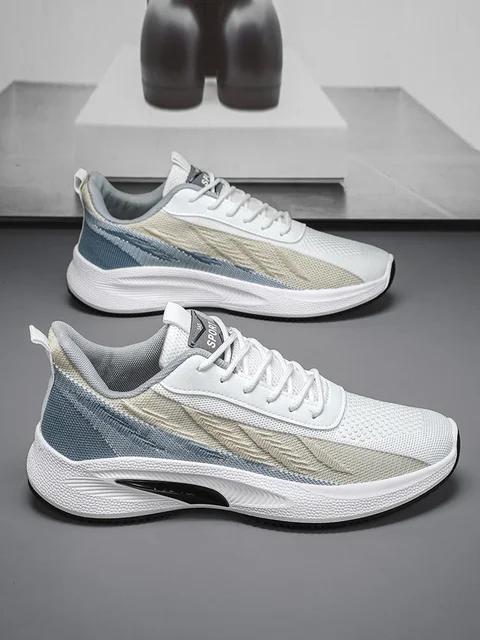 Мужские спортивные легкие кроссовки для бега повседневные дышащие туфли нескользящие удобные белые большого размера 39 хаки