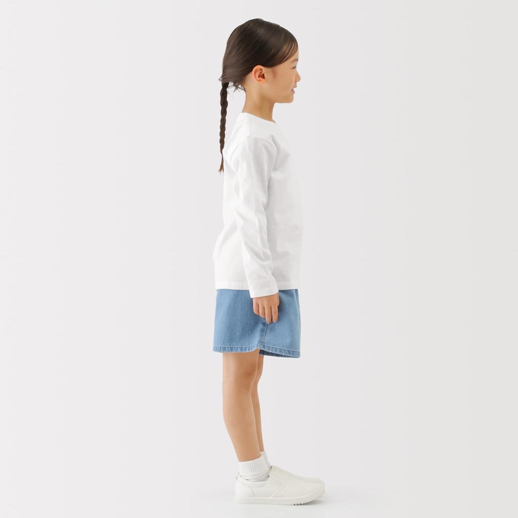 MUJI Cotton Jersey Knit Crew Neck Long Sleeve Solid Size 150 Kids' T-Shirt, Color, Unisex, Navy, (CB1PYA6S)