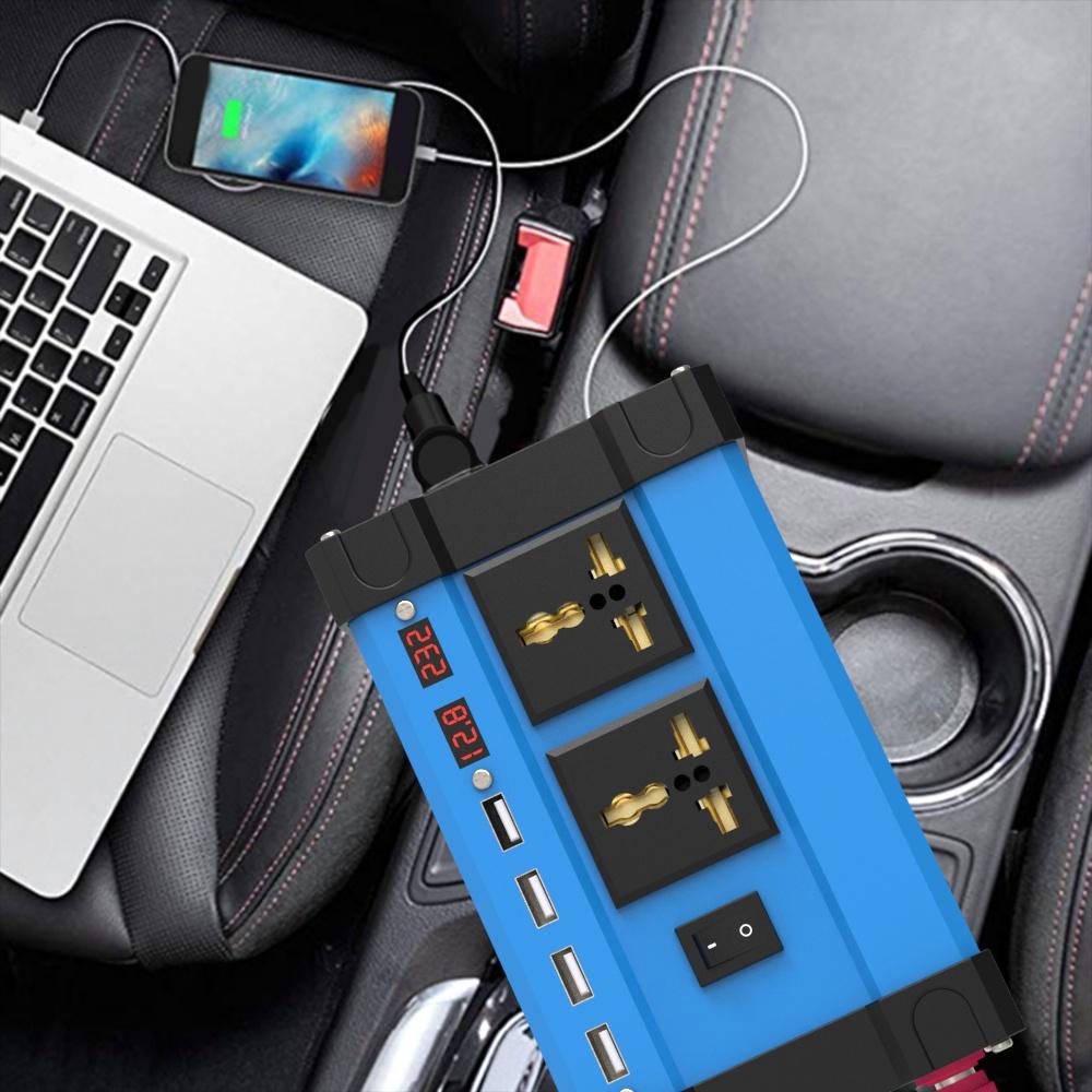 2 USB 3.6A Digital Display DC 12V to AC 220V 110V Car Inverter 4000W Inverter Voltage Transformer Converter LED for Car Home