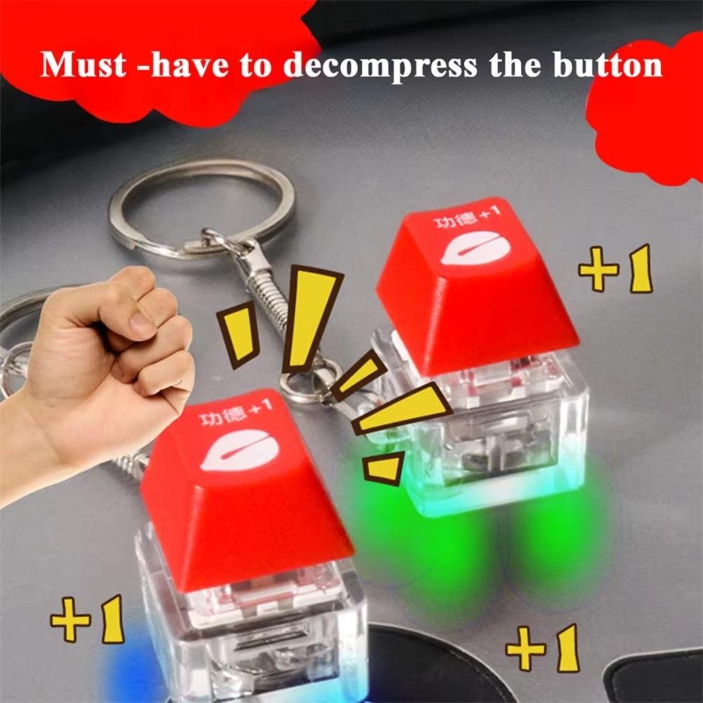 Wooden Fish Keychain Led Light Finger Keyboard Mini Fidget Button  Gift