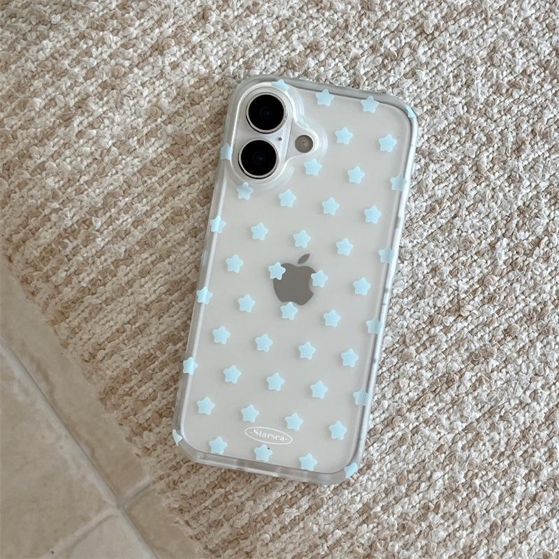 **Transparent Starry Phone Case for iPhone 17/16 Pro Max/15/14 - Japan Korea Inspired Design**