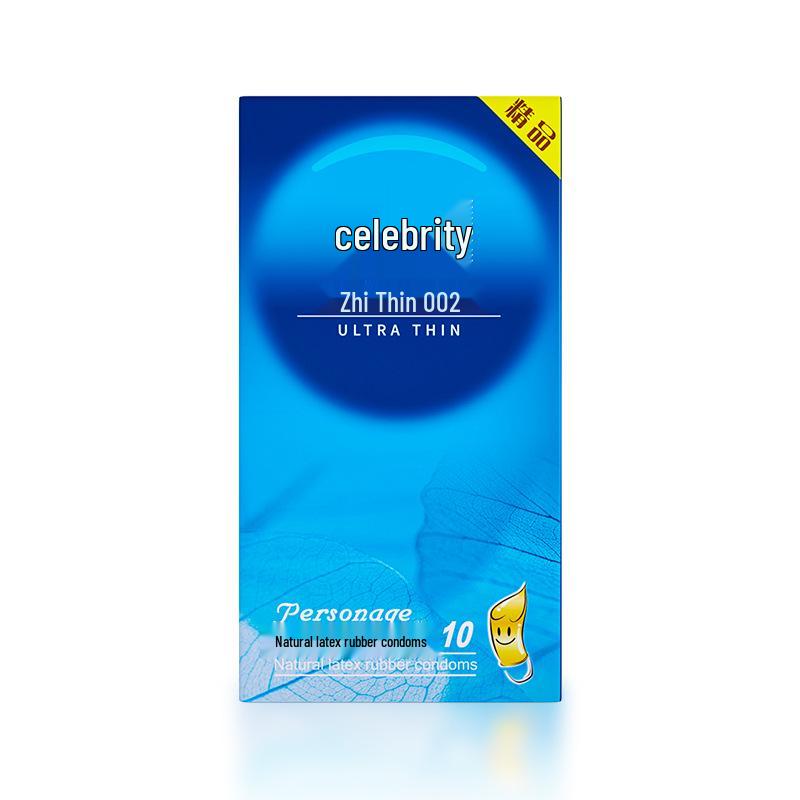 Celebrity Ultra Thin 002 Ribbed Condoms - Extra Lubricated, Shaped, and Long-Lasting
