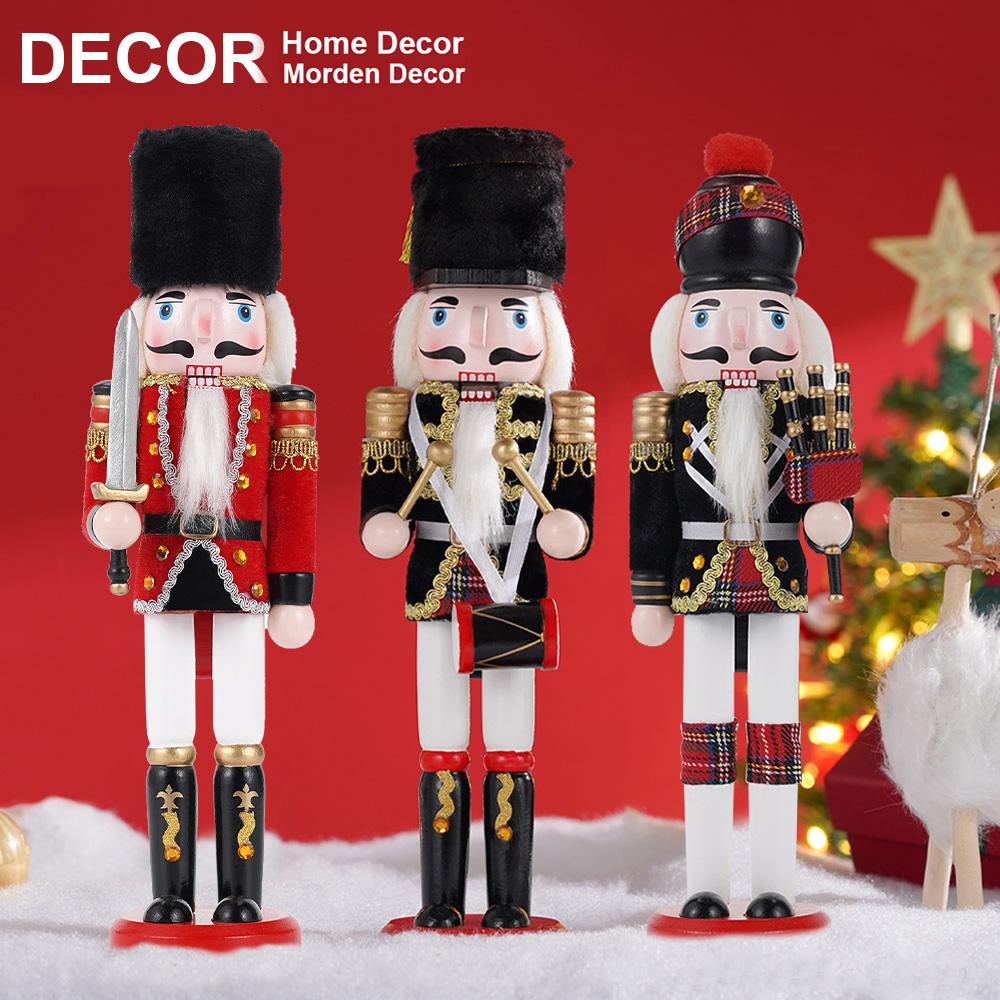 3pcs12inch Wooden Nutcracker Christmas Decor Soldier Traditional Handpainted Decorative Home/Office Christmas Decor In Gift Bo