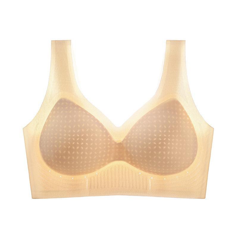 Ultra-thin Ice Silk Bra Cover Cool Feeling Air Conditioner Integrated Fixed Cup No Steel Ring Non-marking Underwear Vest Type Beauty Back Bra