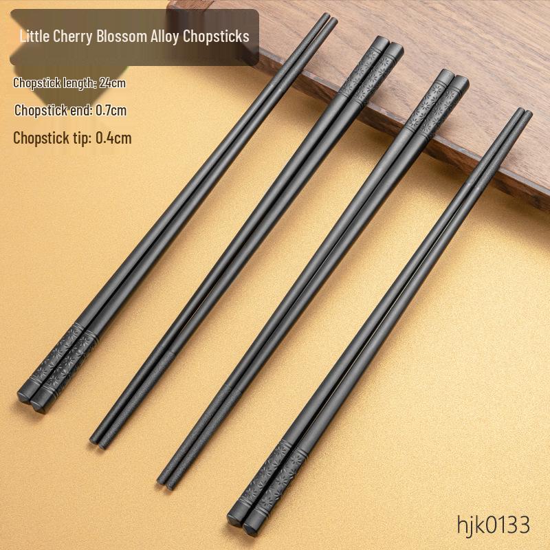 High-Temperature Resistant Japanese PPS Alloy Chopsticks, Food-Grade Black, Pointed Tip, 10 Pairs for Sushi & Catering.