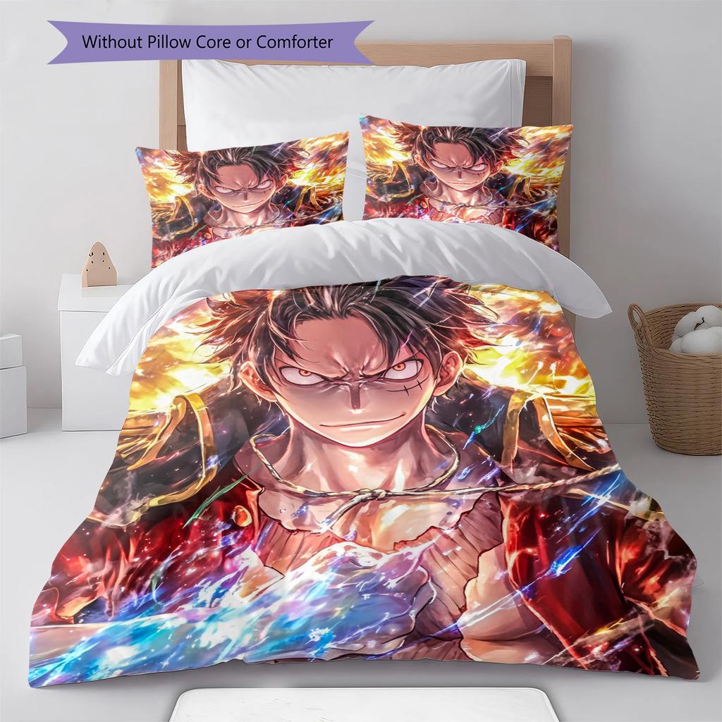 Juego de Ropa de Cama con Estampado de Dibujos Animados Colcha Funda de Colcha Funda de Almohada Decoración del Hogar Regalo de Cumpleaños (1 * funda nórdica + 2 * fundas de almohada, sin núcleo)