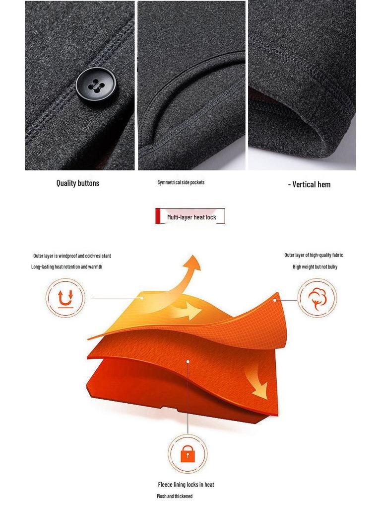 Men's Thermal Fleece-Lined Cotton Vest for Autumn/Winter 2024 - Perfect for Middle-aged and Elderly Dads and Grandpas.