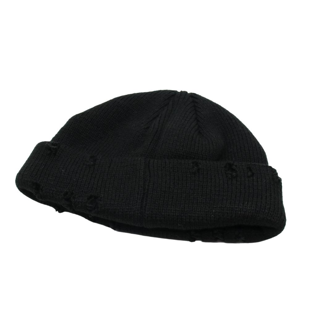 Hat Female Ins Harajuku Versatile Cold Hat Solid Color Hip Hop Retro Trendy Hole Flow Knitted Hat