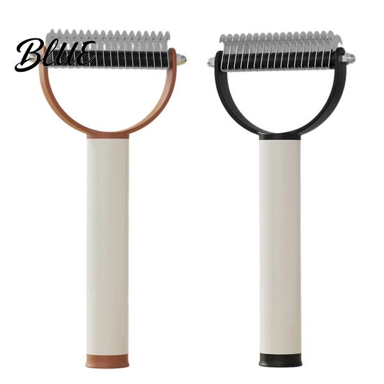 Dog Grooming Comb Pet Detangling Comb Dual-Sided Dematting Tool Safe Undercoat Rake Deshedding Tool Stainless Steel with Sticky Hair Remover