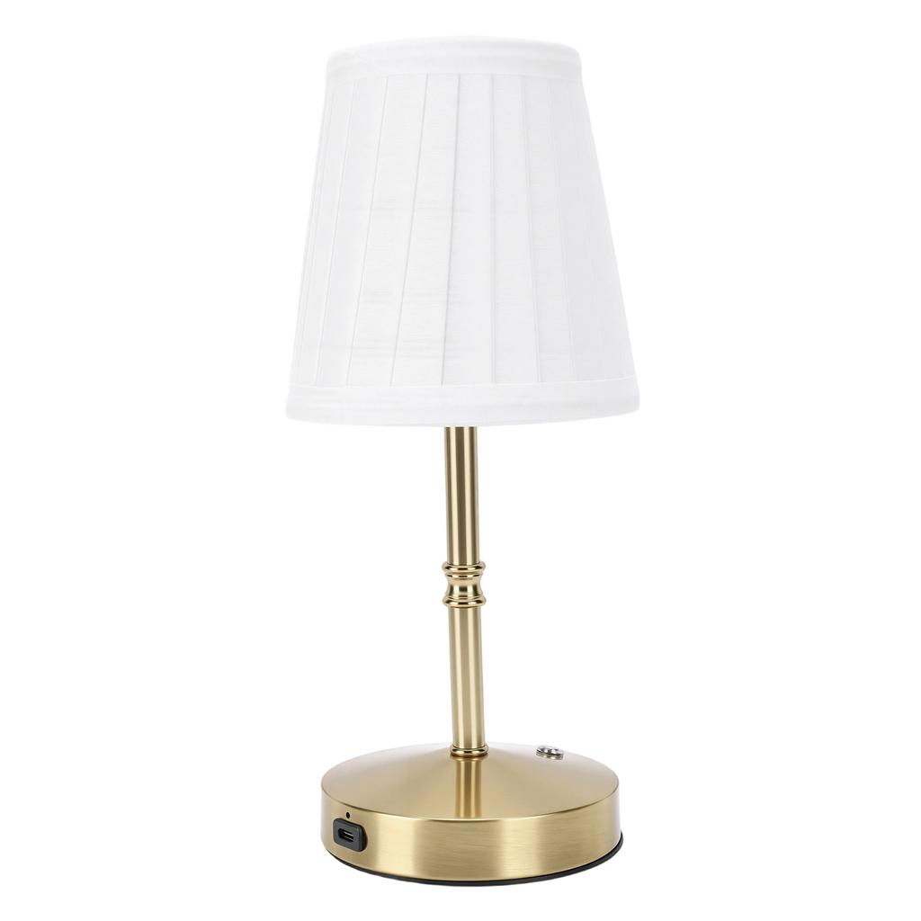 Cordless LED Table Lamp USB Touch Control Dimmable Fabric Shade Table Lamp for Bedroom