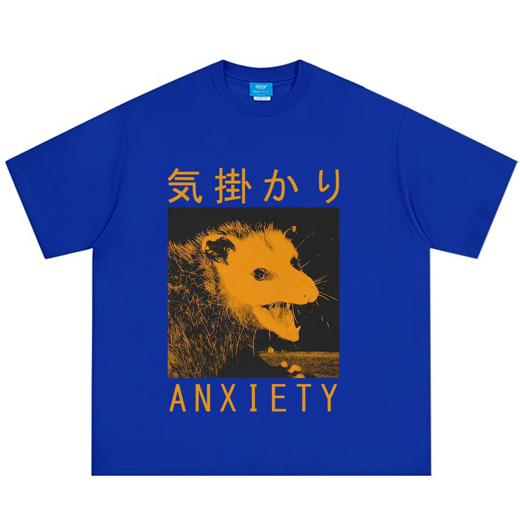 Anxiety Japanese Opossum Vintage Print T Shirt Unisex Unisex Hiphop Punk Tshirt Summer Shortsleeved Loose Casual Cotton T Shirts