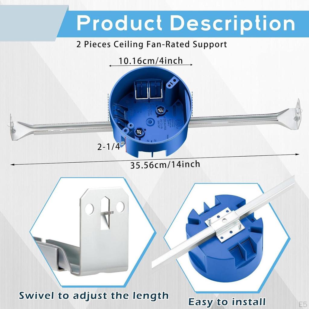 Ceiling Fan Brace Electrical Box Round Outlet Commercial Mounting Bracket