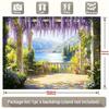 Wisteria Garden Balcony Tapestry, Lake Como Inspired Scenery with Purple Flowers for Living Room