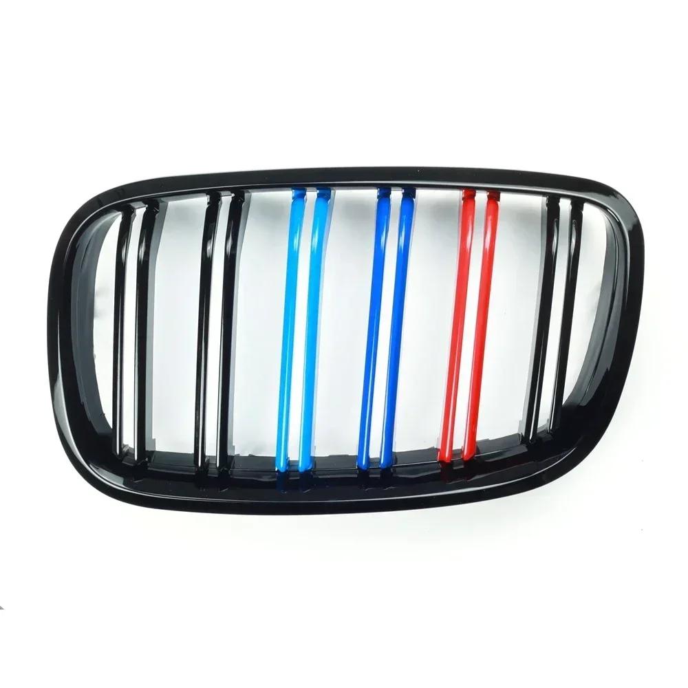 A Pair Gloss Black M Color Double Slat Kidney Grille Front Bumper Grill For BMW E70 E71 E72 X5 X6 2007-2014 Racing Grills