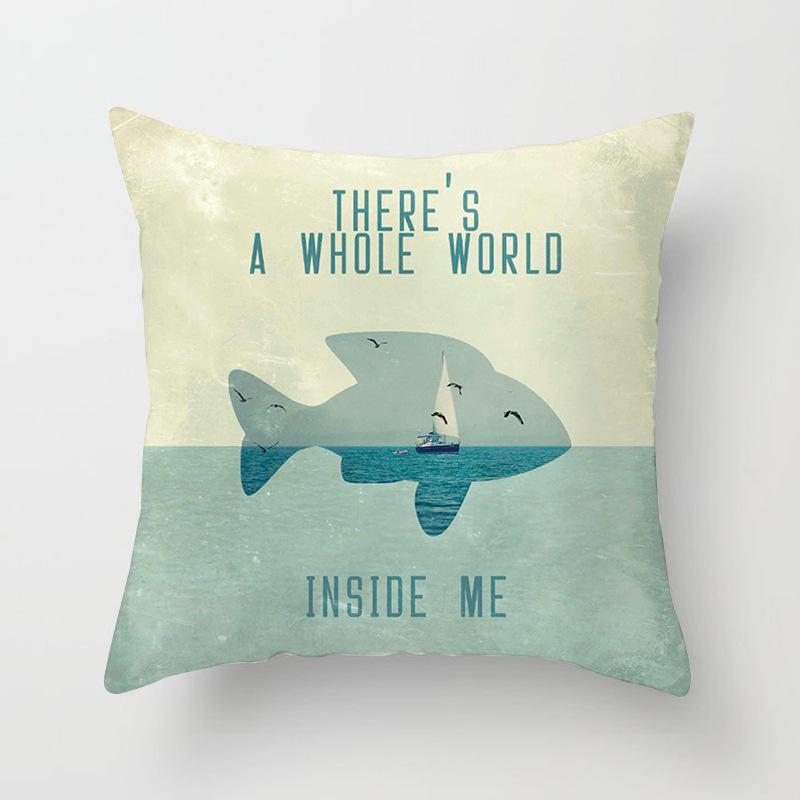 Ins Home Supplies Hand-painted Ocean Car Pillow Office Cushion Cover