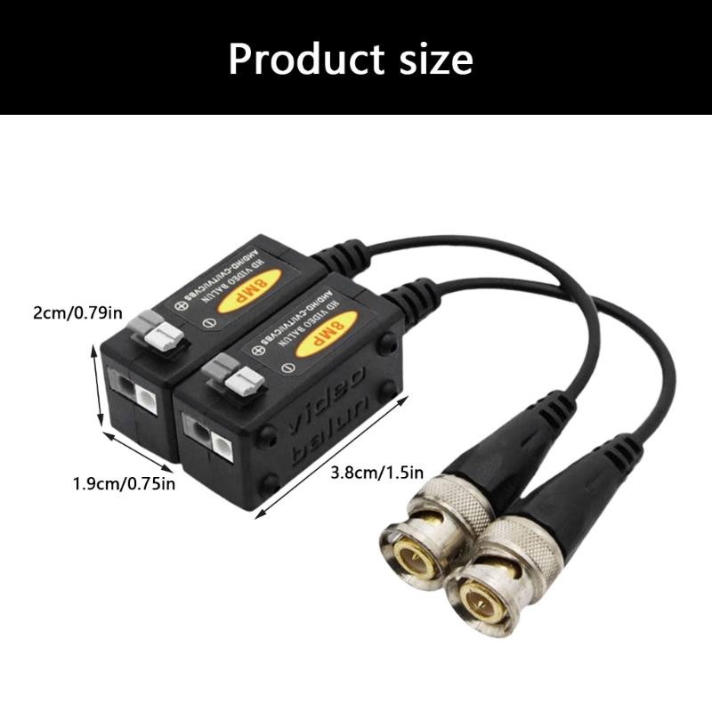 High Clear Security Camera Converters Video Balun With BNC Interfaces Using Cat5e Cat6 Cable For 300M Signal Extension