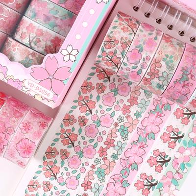 12 Pezzi Nastro Washi Fiore di Ciliegio Materiale per Scrapbooking Nastro Mascherante Decorativo Cancelleria Decorazione Diario Washitape
