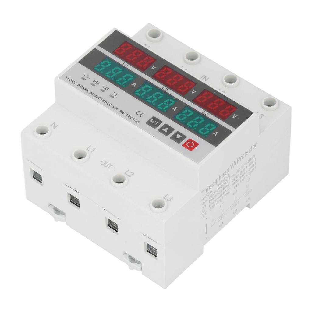 Under Over Voltage Protector 63A,   Reset Protector with Flame Retardant Casing for   Appliance, Real Time Display, Easy Installati