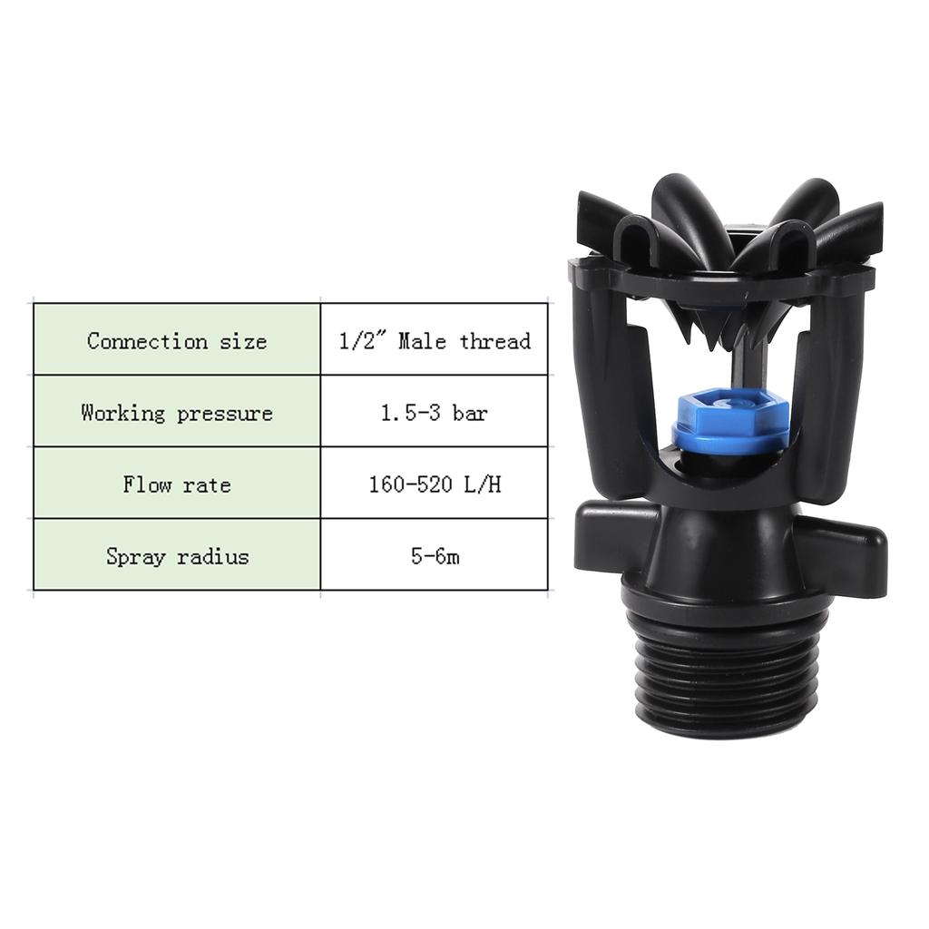 Farm Irrigation Sprinkler 1/2" Male Thread Nozzle 360 Degree Scattering Garden Lawn Rotating Sprinkler Watering Irrigation