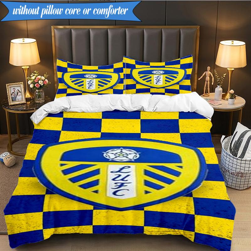 3-teiliges Weiches Bettwäscheset mit Leeds-Wappen-Design, Inklusive 1 Bettbezug und 2 Kissenbezügen, Perfekt für Schlafzimmer, Wohnheim, Fan-Geschenk