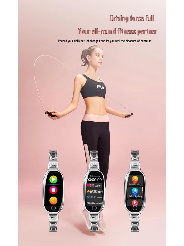 F81 Women's Smartwatch: Glucose, Blood Pressure, Heart Rate, Temperature Monitor with Pedometer & Call Alerts