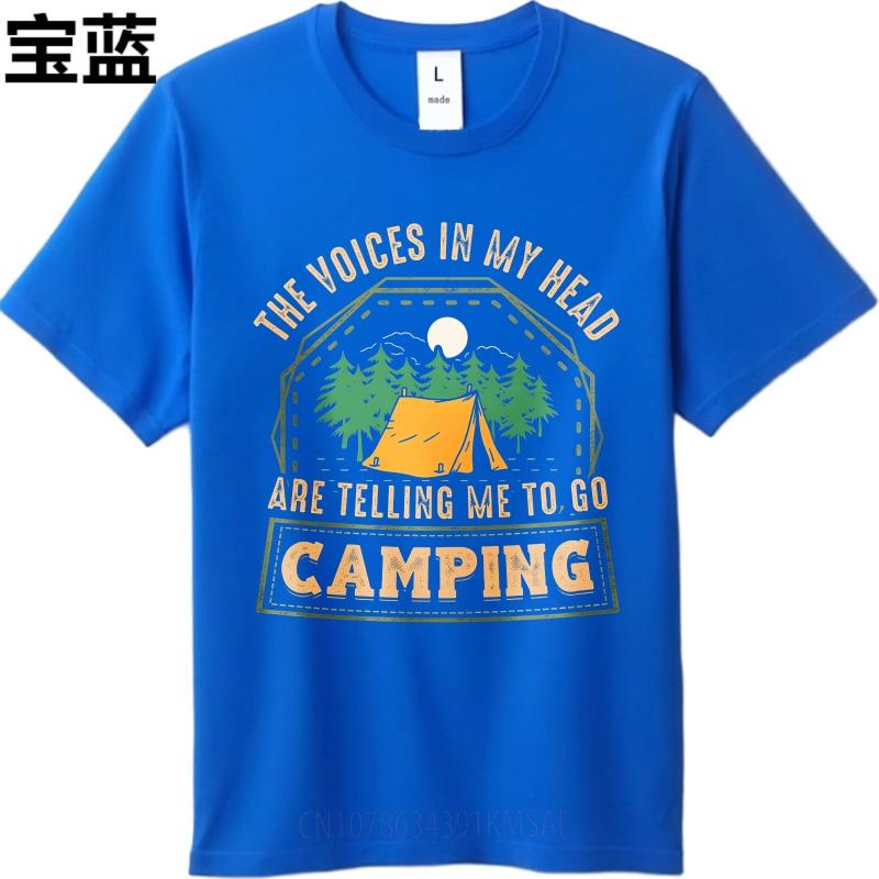 Plus Size Summer Teenagers tshirt The Voices In My Head Are Telling Me To Go Camping Short Sleeve Cotton O Neck Tshirt