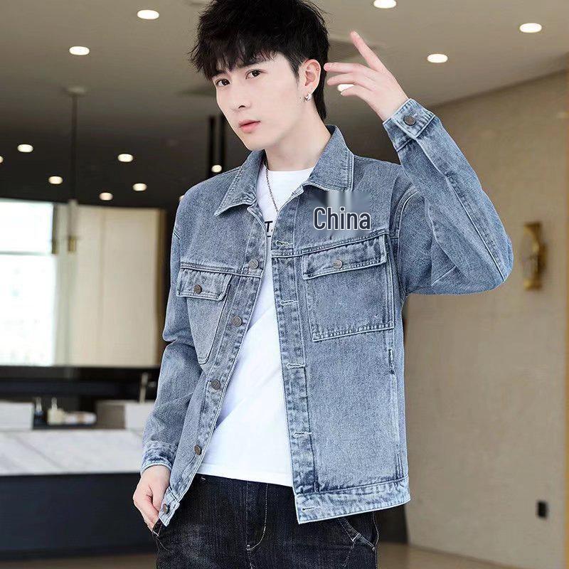 Men's 2022 Spring/Autumn Denim Jacket, Trendy Korean Style with Embroidery, Handsome Casual Top.