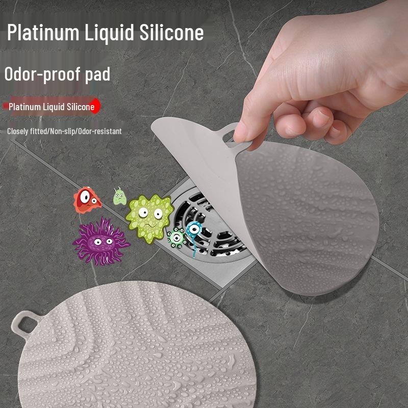 Silicone Odor-Blocking Floor Drain Cover for Sinks and Bathrooms 6.7 inches серый